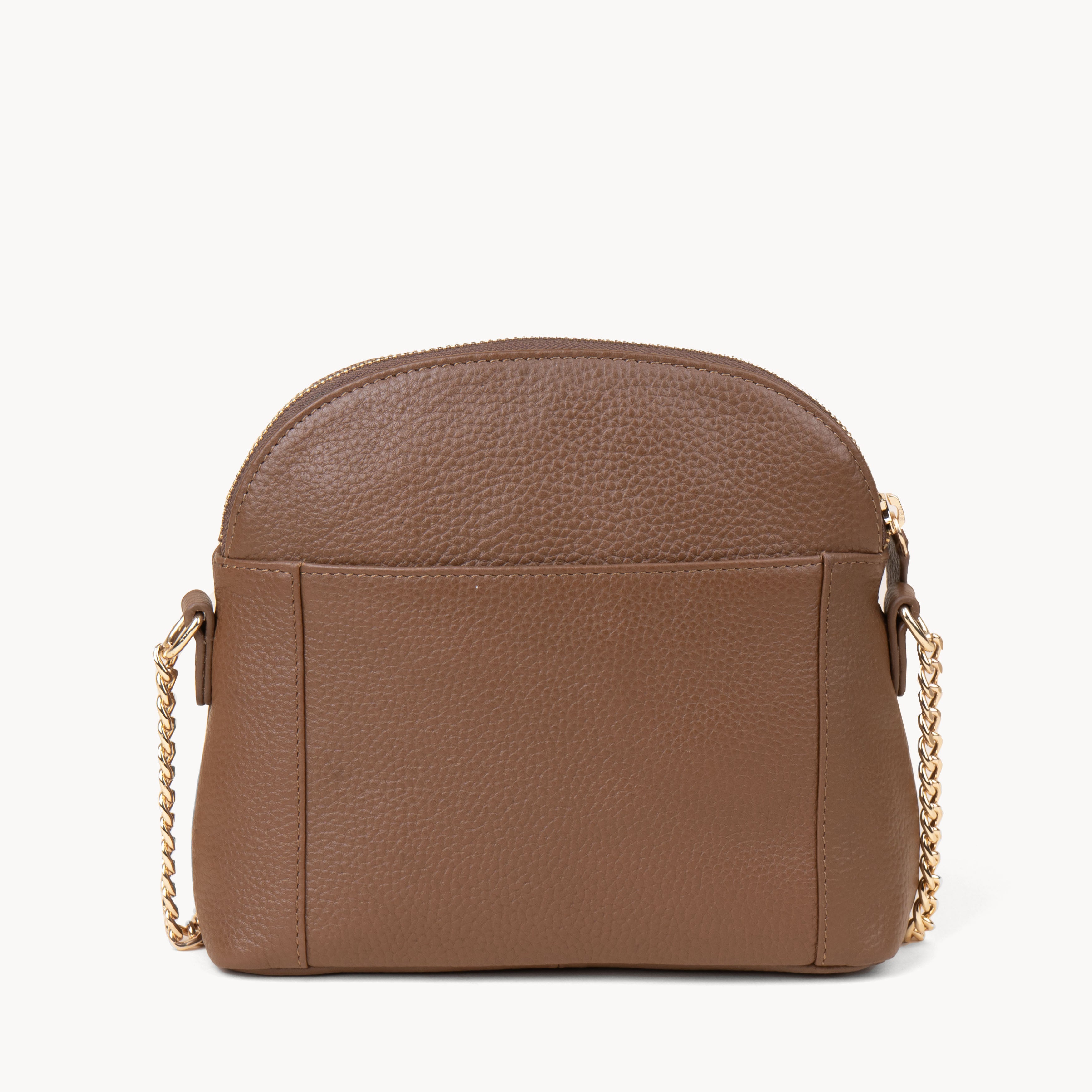 'DOVE' Tan Pebble Grain Real Leather Crossbody Bag
