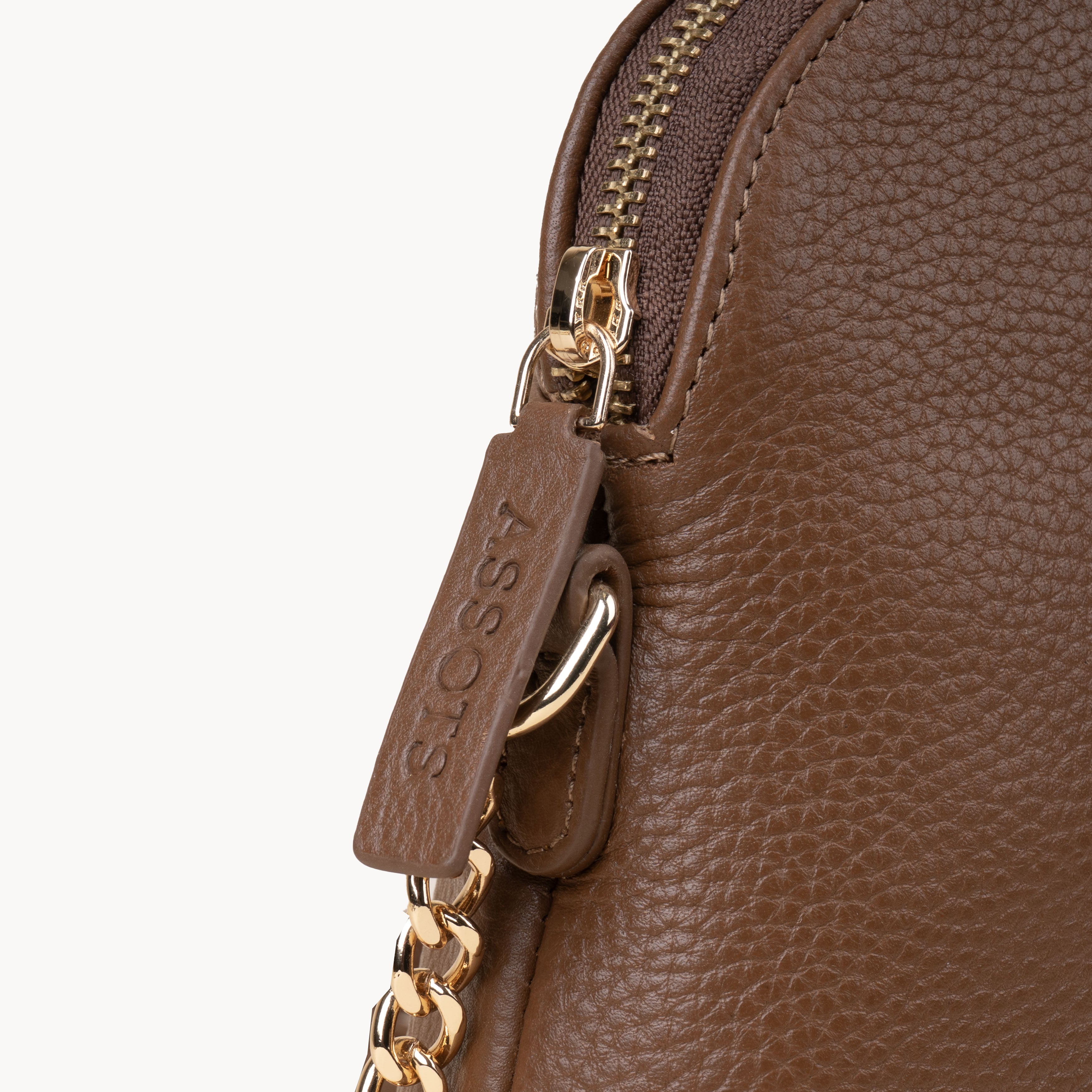 'DOVE' Tan Pebble Grain Real Leather Crossbody Bag