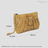 'DARCY' Mustard Pleated Snake Print Real Leather Wristlet Pouch