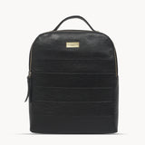 'DEBDEN' Black Full Grain Small Leather Zip-Top Backpack