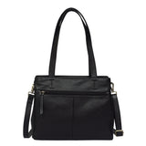 'DEBRA' Black Pebble Grain Real Leather Crossbody Shoulder Bag