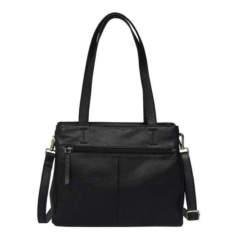 'DEBRA' Black Pebble Grain Real Leather Crossbody Shoulder Bag