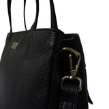'DEBRA' Black Pebble Grain Real Leather Crossbody Shoulder Bag