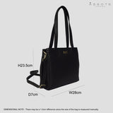 'DEBRA' Black Pebble Grain Real Leather Crossbody Shoulder Bag