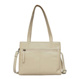 'DEBRA' Off White Pebble Grain Real Leather Crossbody Shoulder Bag