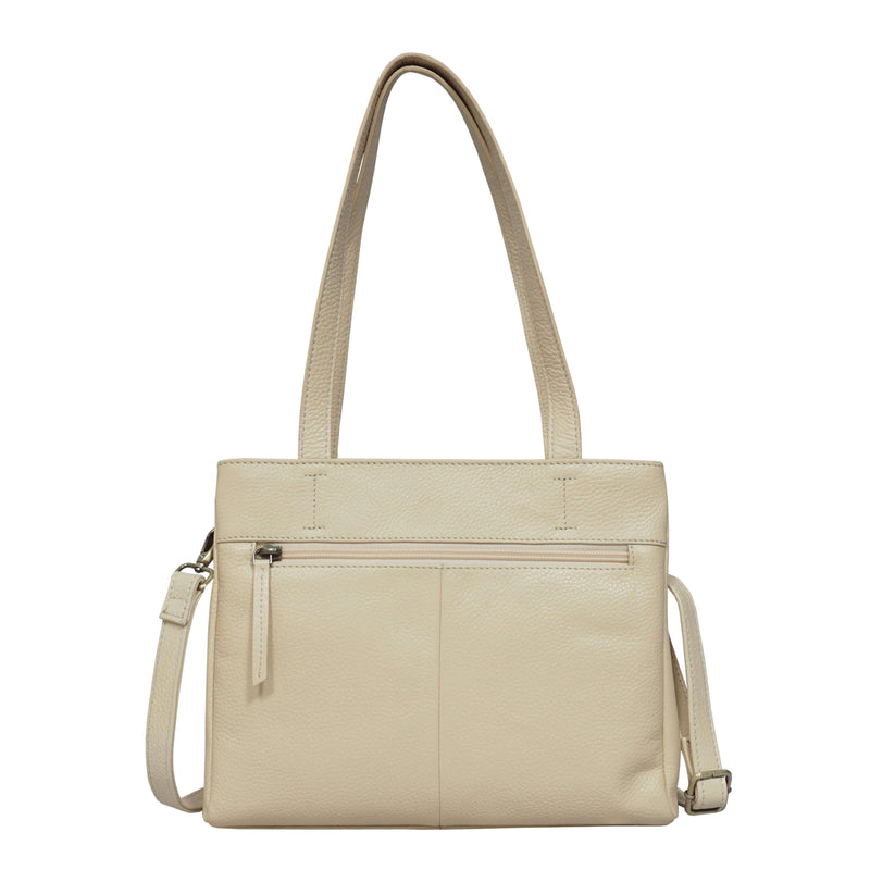 'DEBRA' Off White Pebble Grain Real Leather Crossbody Shoulder Bag