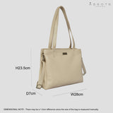 'DEBRA' Off White Pebble Grain Real Leather Crossbody Shoulder Bag