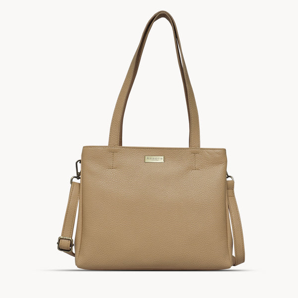 'DEBRA' Camel Pebble Grain Real Leather Crossbody Shoulder Bag