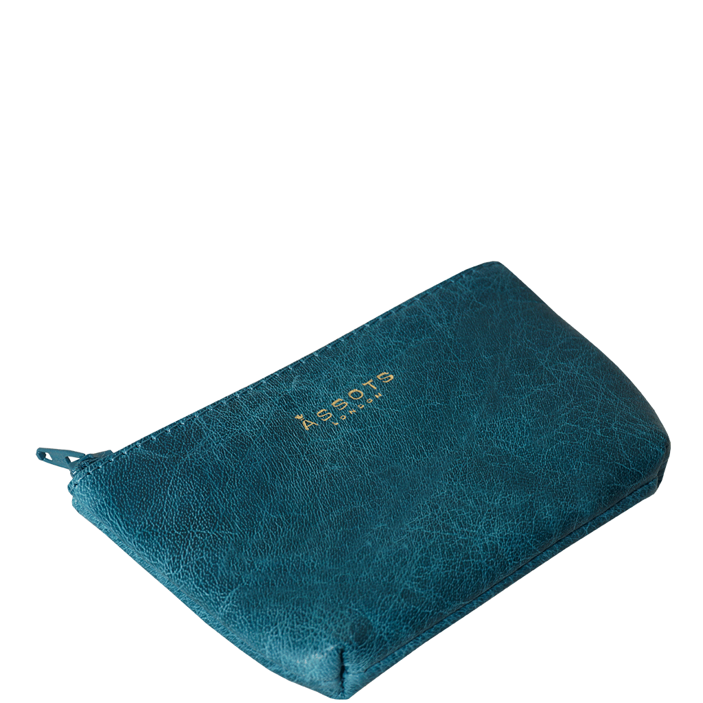 'Diana' Ocean Blue Full Grain Leather Zip Top Coin Purse