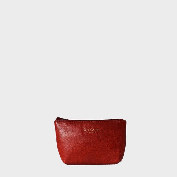 'Diana' Red Full Grain Leather Zip Top Coin Purse