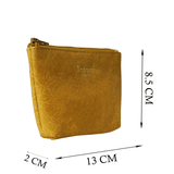 'Diana' Yellow Full Grain Leather Zip Top Coin Purse