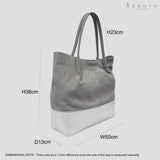 'DONNA' Grey and Metallic Silver Real Leather Unlined Designer Shopper Bag
