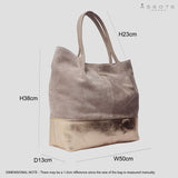 'DONNA' Pink and Metallic Rose Gold Real Leather Unlined Designer Shopper Bag