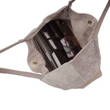 'DONNA' Pink and Metallic Rose Gold Real Leather Unlined Designer Shopper Bag