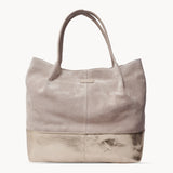 'DONNA' Pink and Metallic Rose Gold Real Leather Unlined Designer Shopper Bag