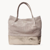 'DONNA' Pink and Metallic Rose Gold Real Leather Unlined Designer Shopper Bag