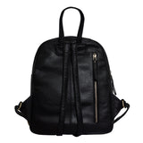'EDEN' Black Full Grain Small Leather Zip Top Backpack