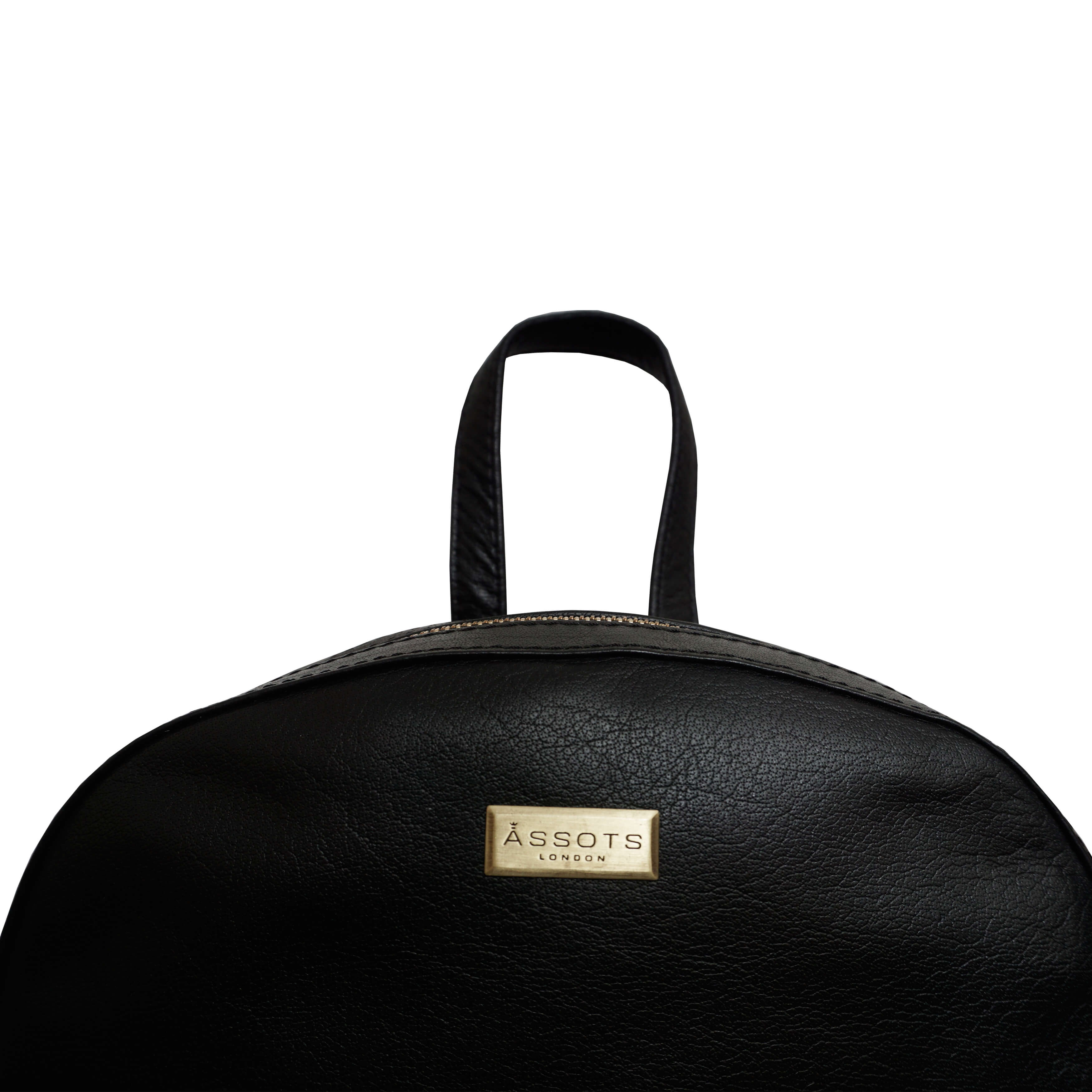 'EDEN' Black Full Grain Small Leather Zip Top Backpack