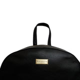 'EDEN' Black Full Grain Small Leather Zip Top Backpack