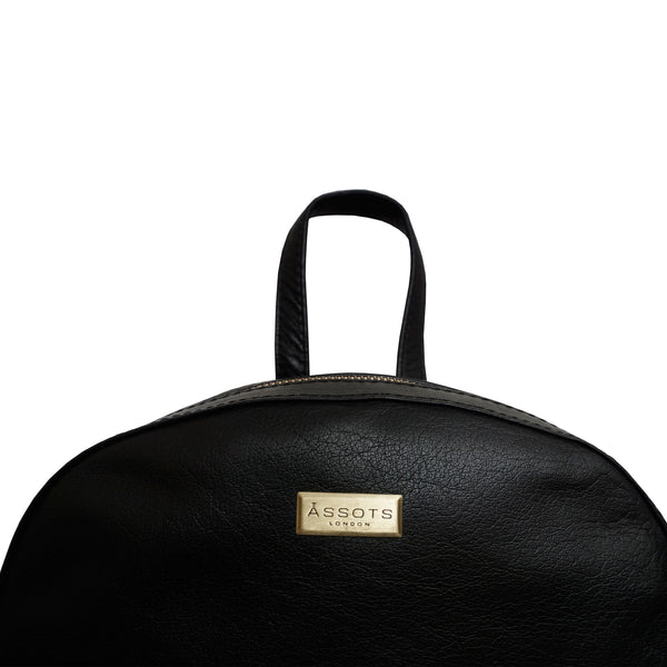 'EDEN' Black Full Grain Small Leather Zip Top Backpack