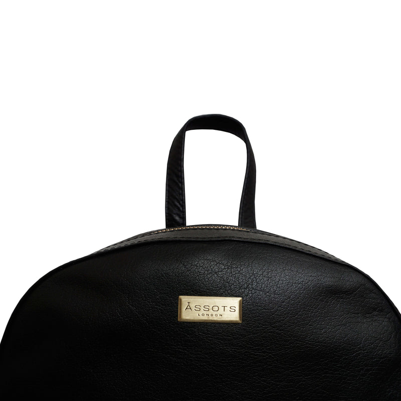 'EDEN' Black Full Grain Small Leather Zip Top Backpack