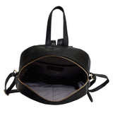 'EDEN' Black Full Grain Small Leather Zip Top Backpack