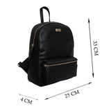 'EDEN' Black Full Grain Small Leather Zip Top Backpack