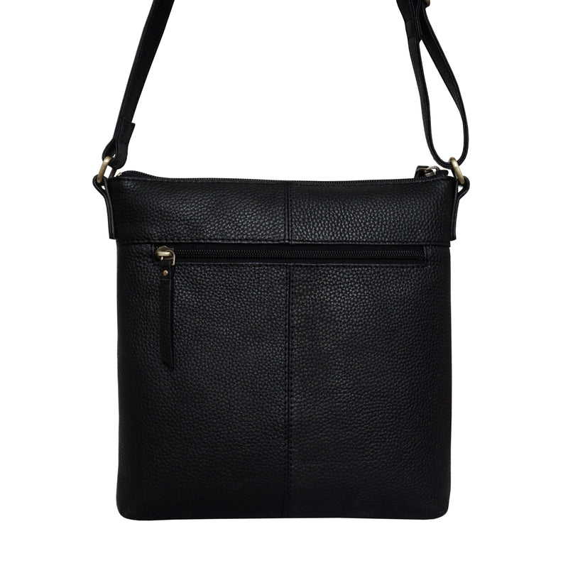 'EDITH' Black Pebble Grain Leather Crossbody bag