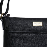 'EDITH' Black Pebble Grain Leather Crossbody bag