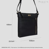 'EDITH' Black Pebble Grain Leather Crossbody bag