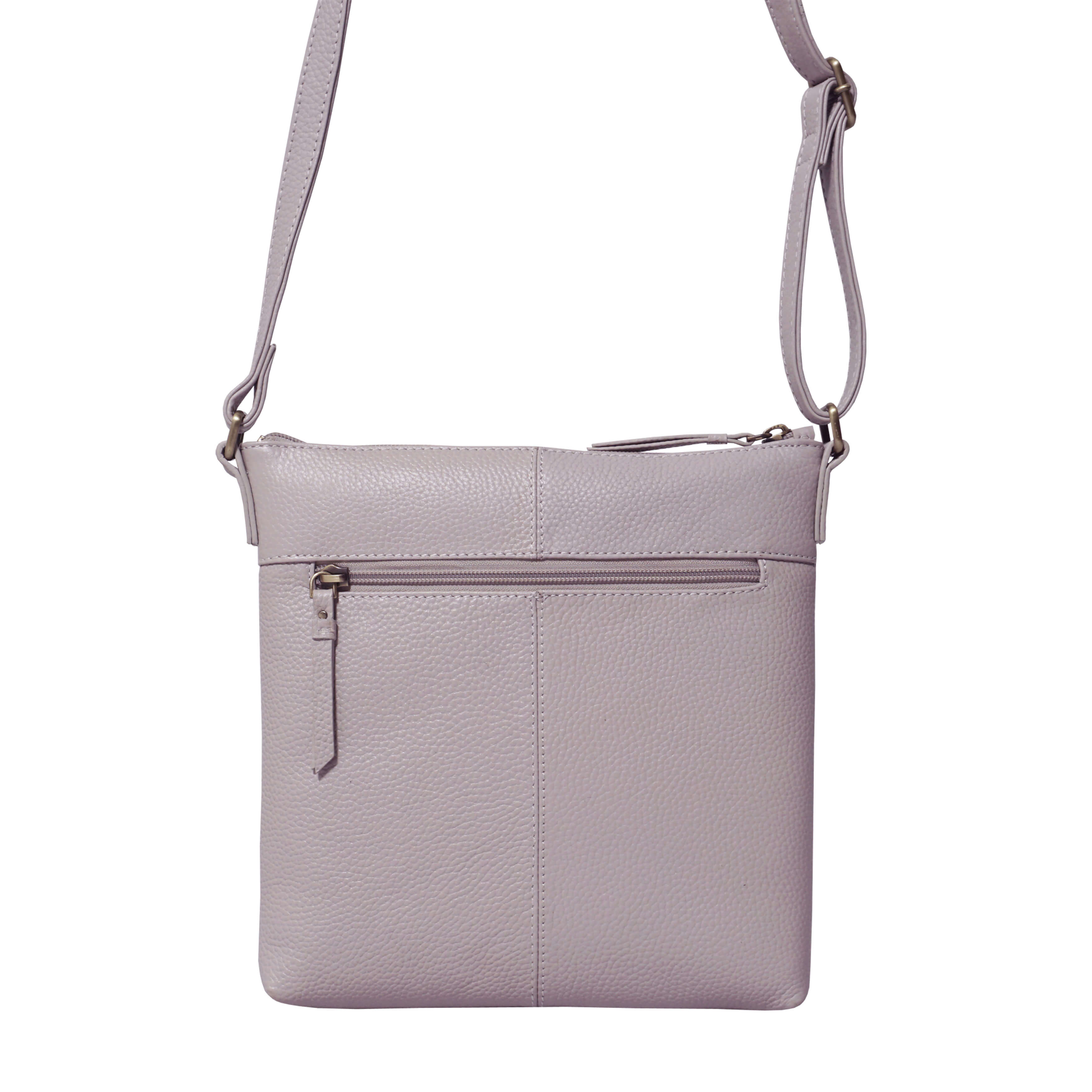 'EDITH' Ice Grey Pebble Grain Leather Crossbody bag