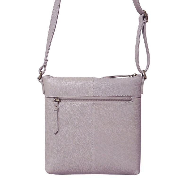 'EDITH' Ice Grey Pebble Grain Leather Crossbody bag