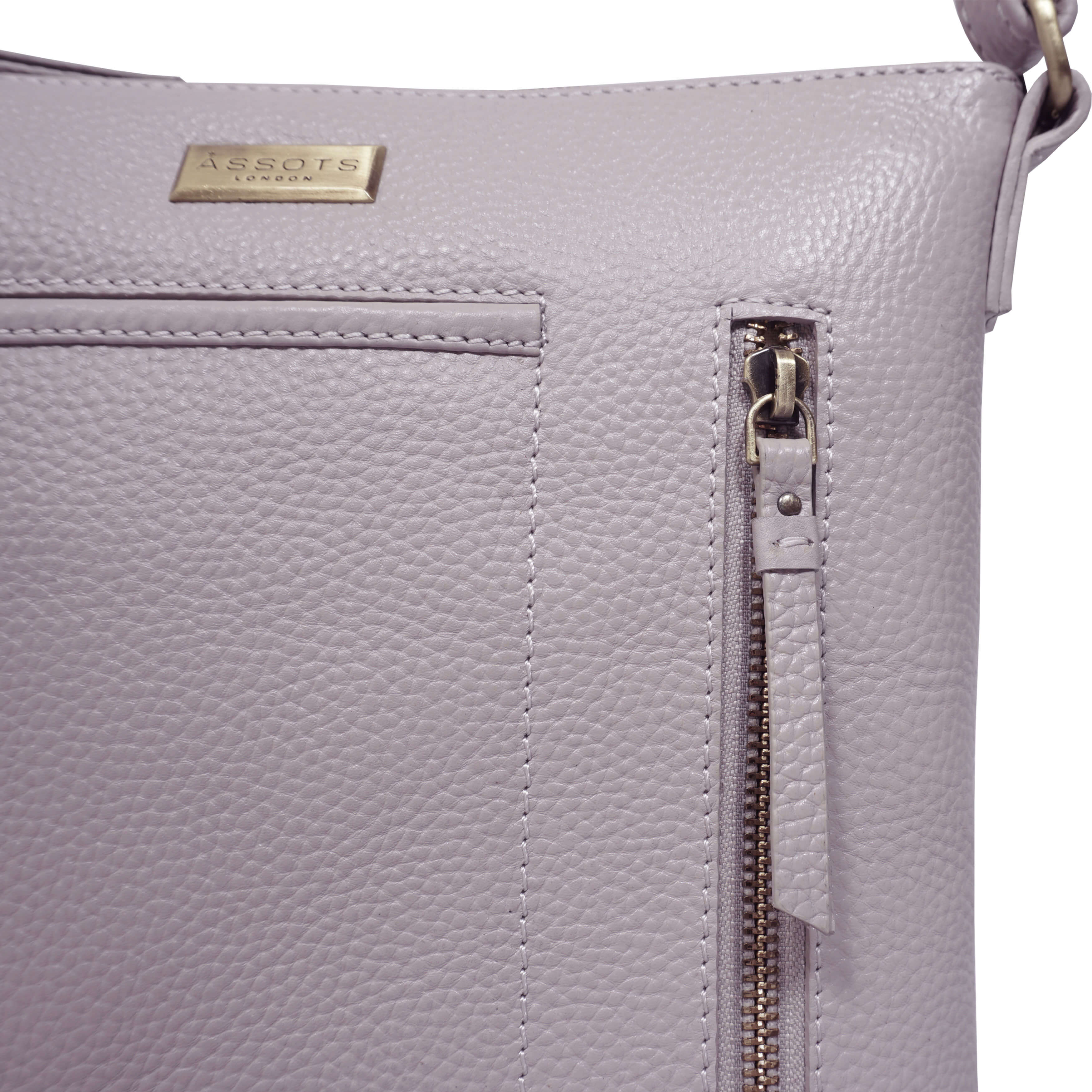 'EDITH' Ice Grey Pebble Grain Leather Crossbody bag