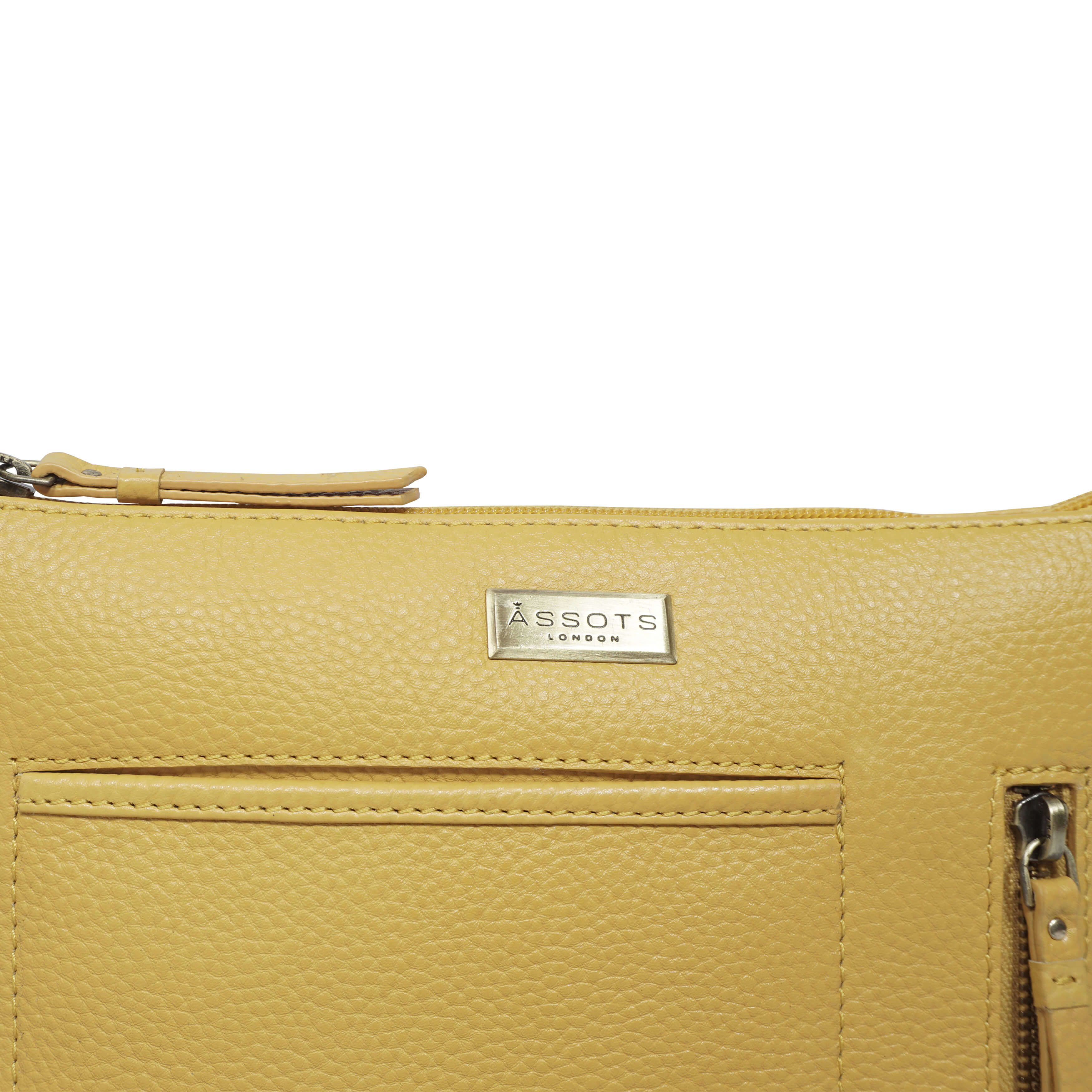 'EDITH' Mustard Pebble Grain Leather Crossbody bag