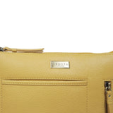 'EDITH' Mustard Pebble Grain Leather Crossbody bag