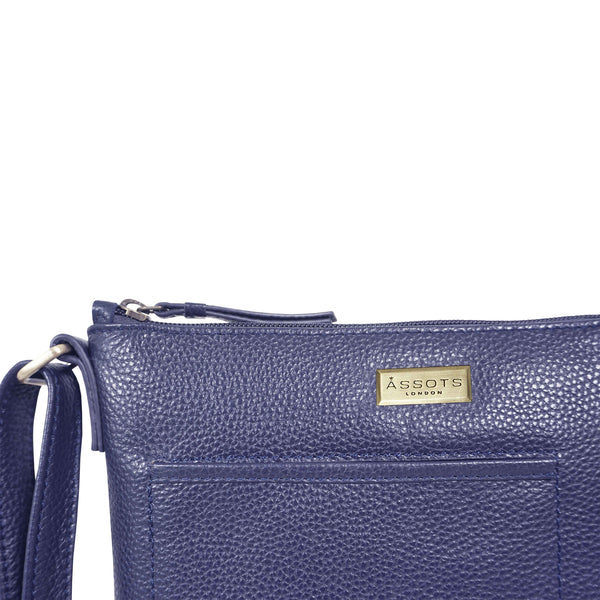 'EDITH' Navy Pebble Grain Leather Crossbody bag