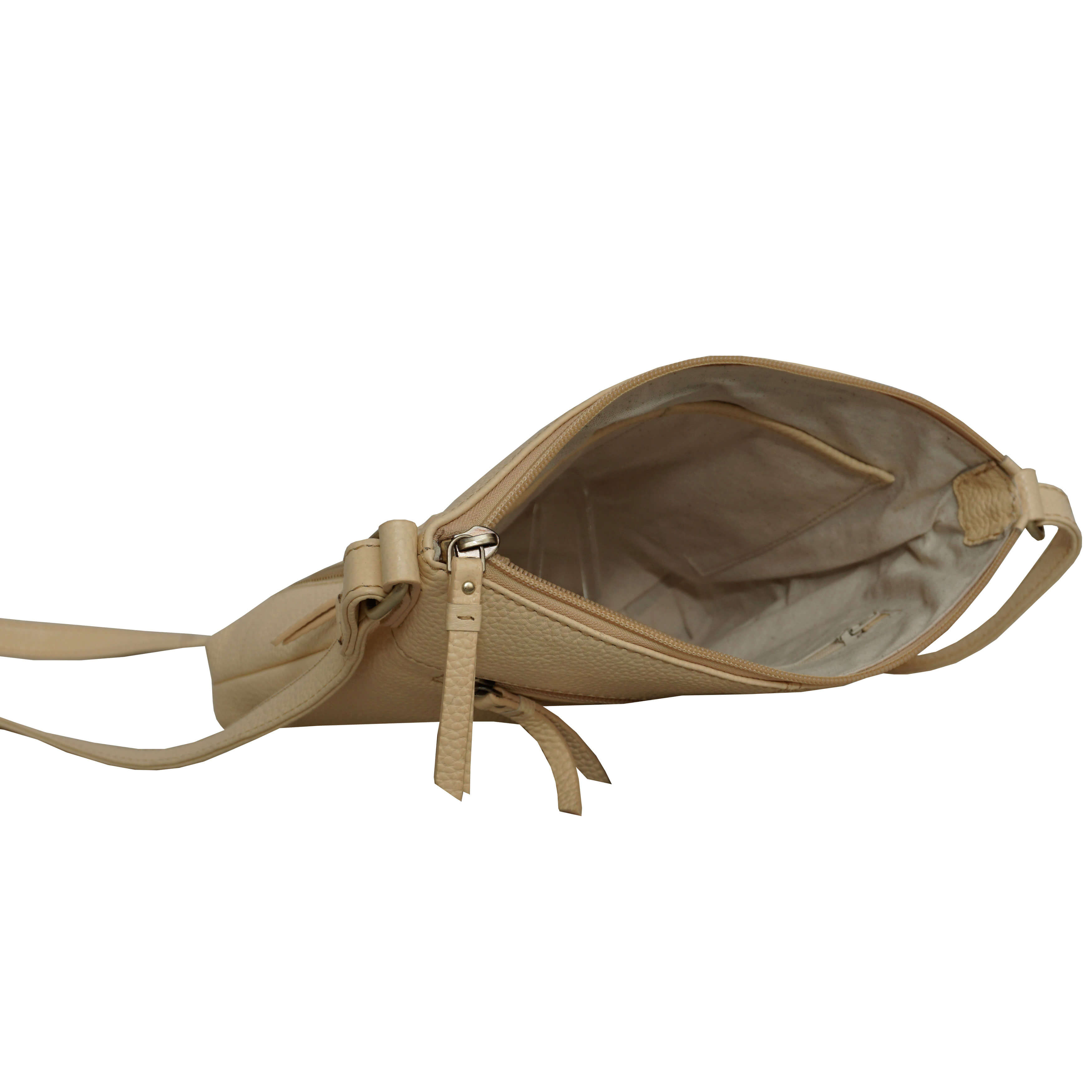 'EDITH' Off White Pebble Grain Leather Crossbody bag