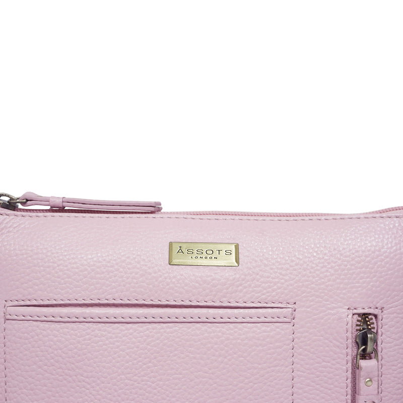 'EDITH' Pastel Pink Pebble Grain Leather Crossbody bag