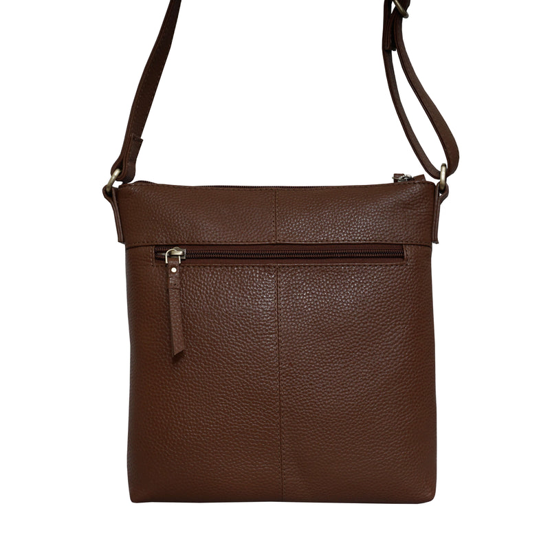 'EDITH' Tan Pebble Grain Leather Crossbody bag