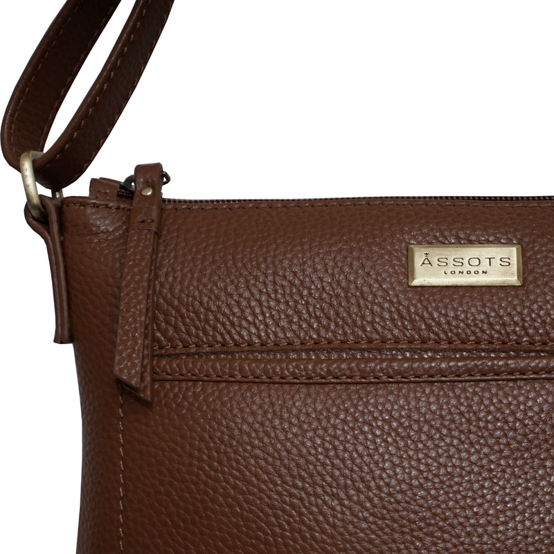 'EDITH' Tan Pebble Grain Leather Crossbody bag