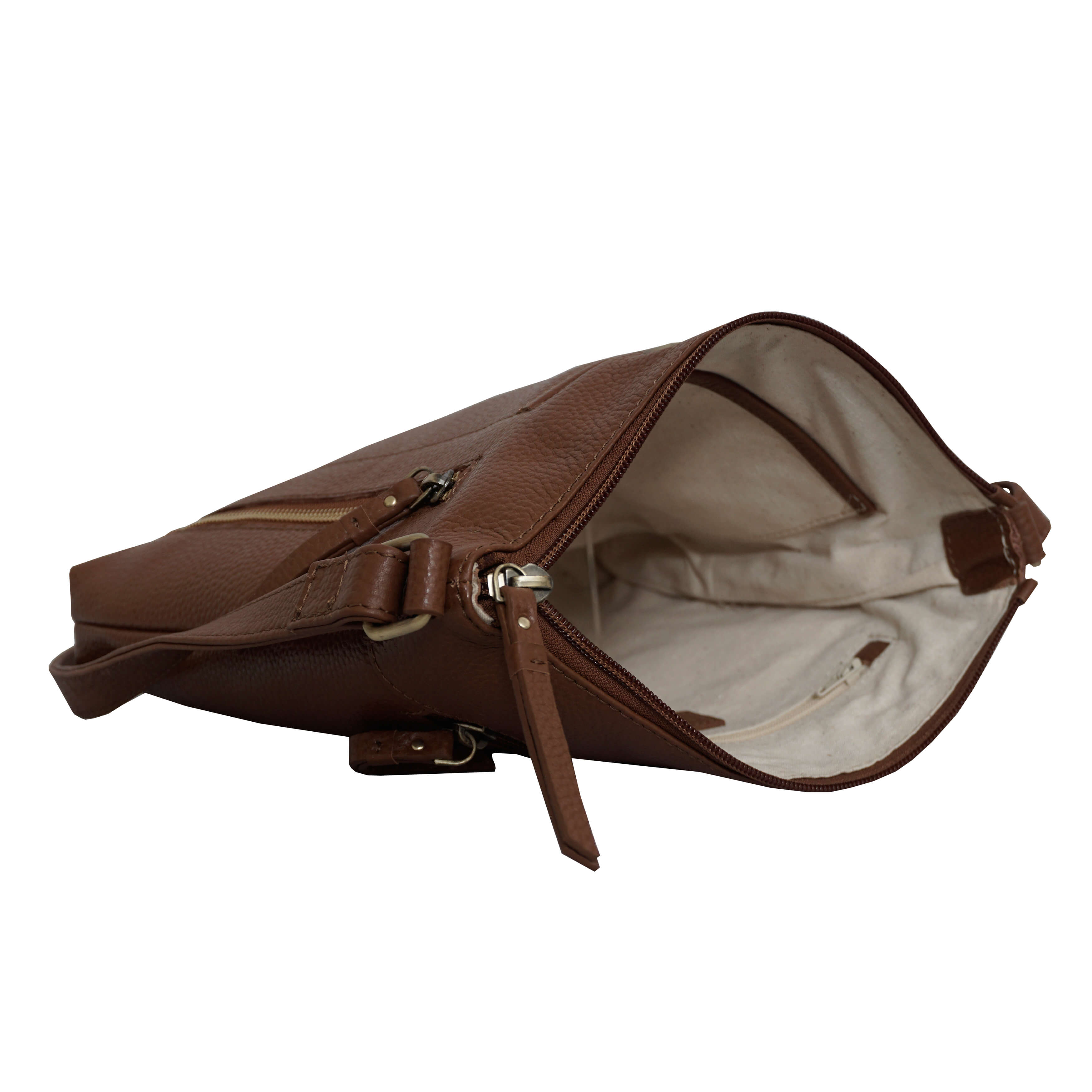 'EDITH' Tan Pebble Grain Leather Crossbody bag