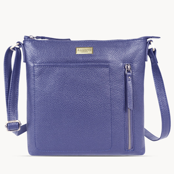 'EDITH' Navy Pebble Grain Leather Crossbody bag
