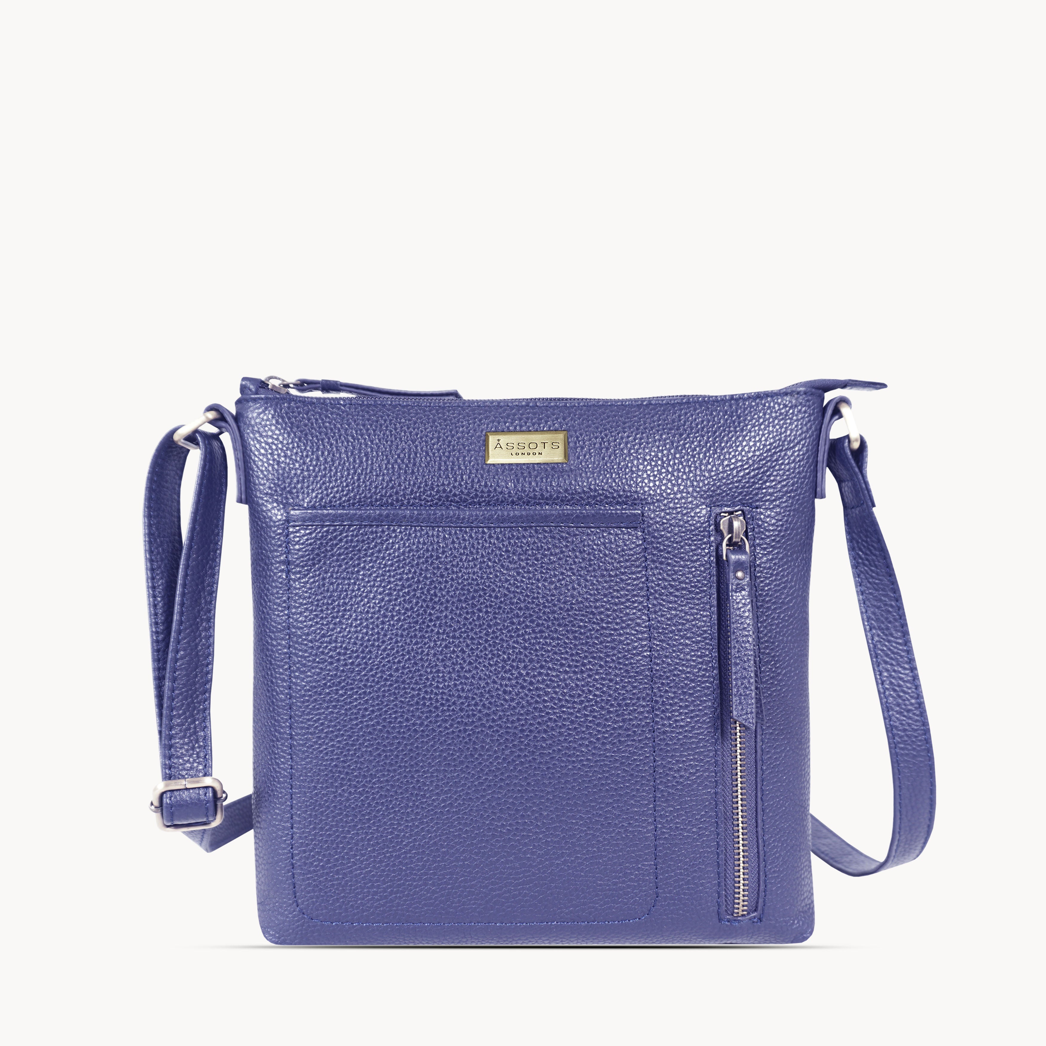 'EDITH' Navy Pebble Grain Leather Crossbody bag
