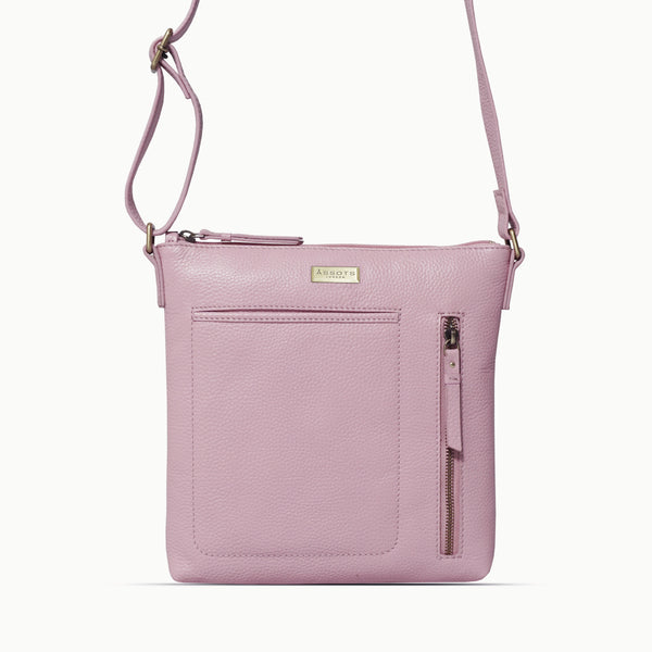 'EDITH' Pastel Pink Pebble Grain Leather Crossbody bag