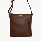 'EDITH' Tan Pebble Grain Leather Crossbody bag