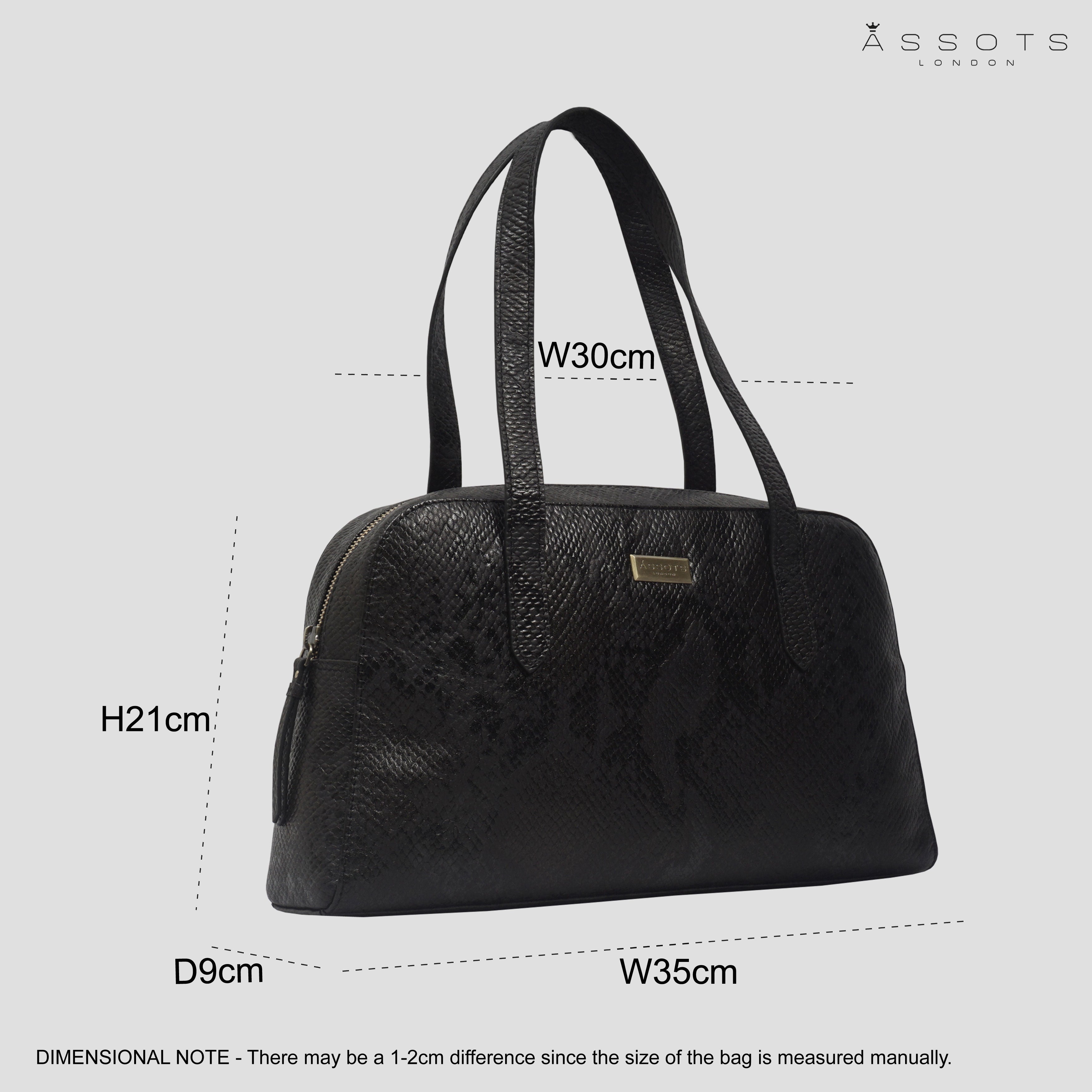 'ELEANOR' Black Snake Print Real Leather Shoulder Bag