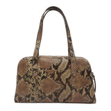 'ELEANOR' Tan Snake Print Real Leather Shoulder Bag