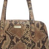 'ELEANOR' Tan Snake Print Real Leather Shoulder Bag