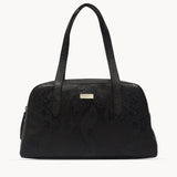 'ELEANOR' Black Snake Print Real Leather Shoulder Bag