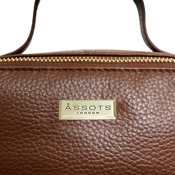 'ELLA' Tan Pebble Grain Mini Real Leather Backpack for Women